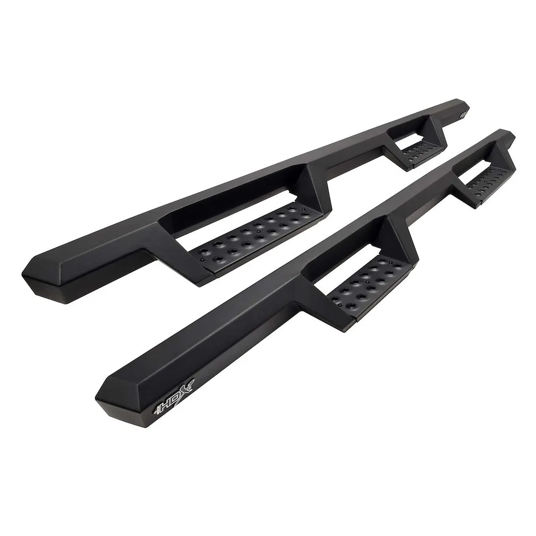 56-12785 – WESTIN Nerf Bar, With Drop Down Steps Hexagonal Straight Powder Coated Textured Black Steel With Welded En...